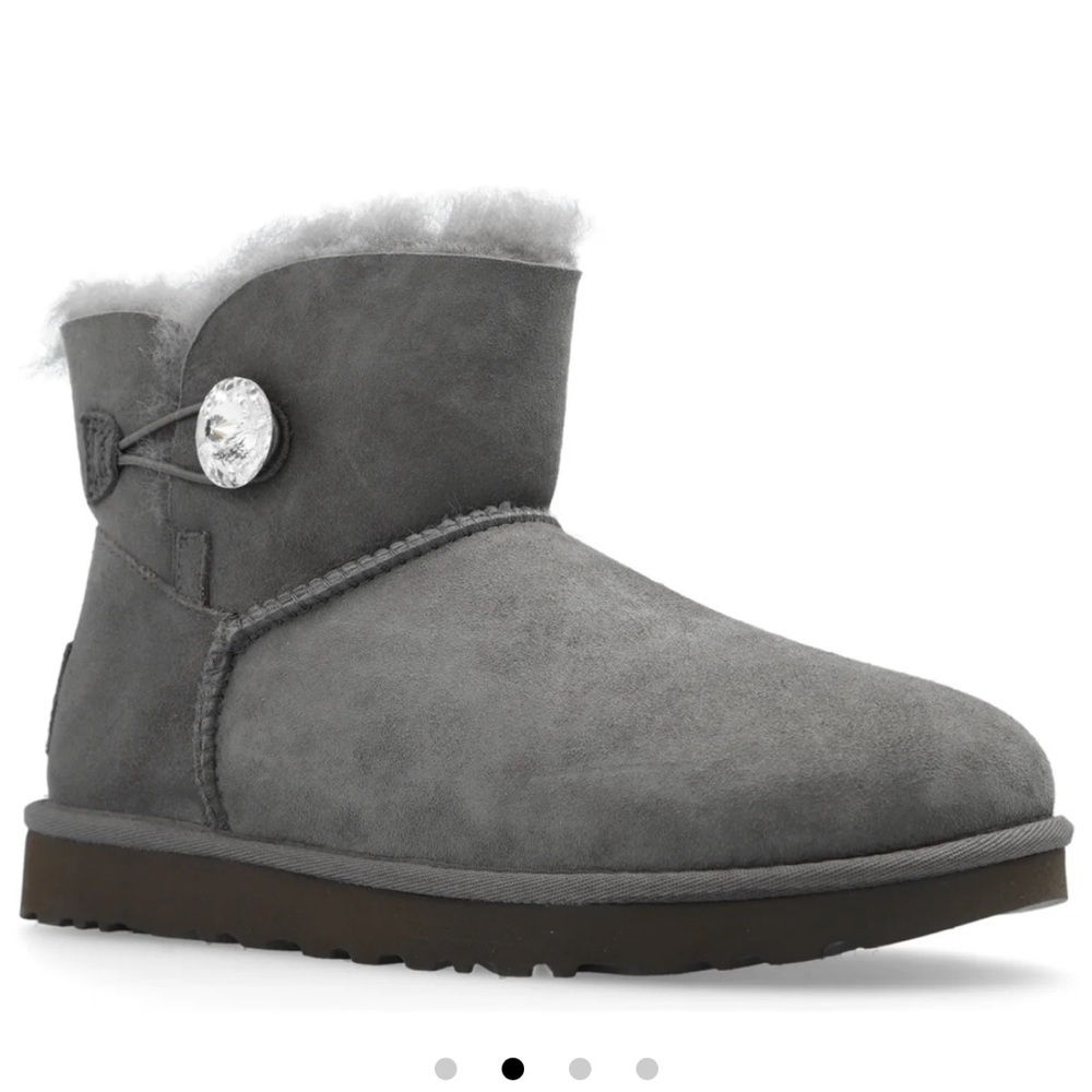 NEW UGG MINI BAILEY BUTTON BLING GREY BOOTS